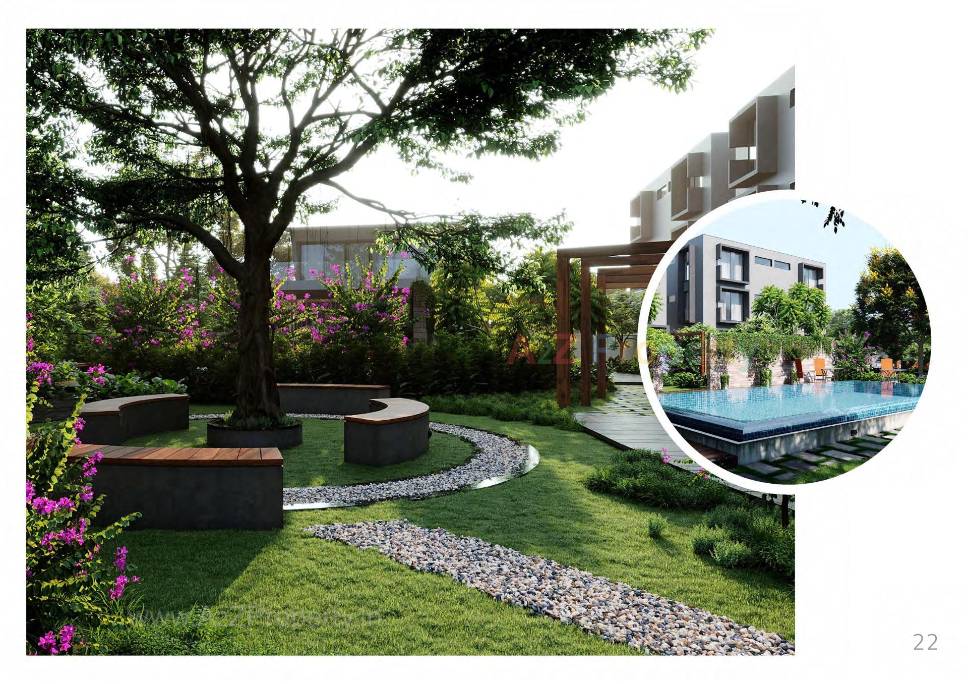 3D Elevation of real estate project Sanvicasa 105 Sanvi Retail Spaces located at Tarsali, Vadodara, Gujarat