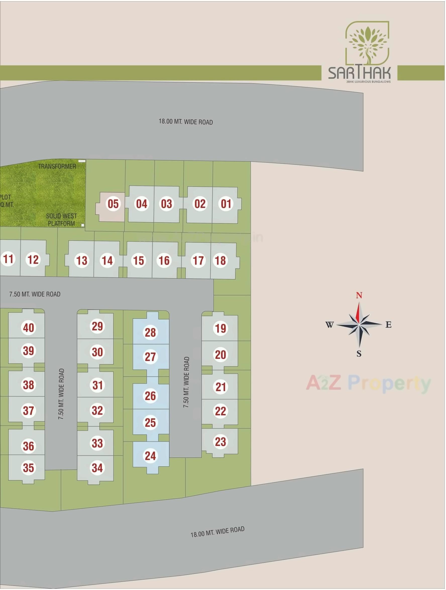 Layout of real estate project Sarthak Bungalows located at Vadodara, Vadodara, Gujarat