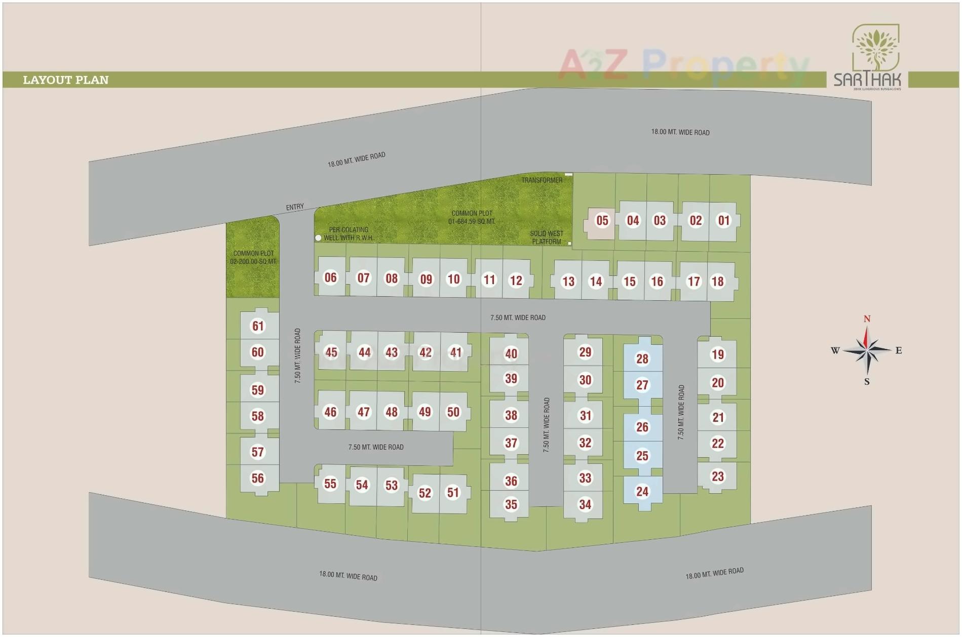 Layout of real estate project Sarthak Bungalows located at Vadodara, Vadodara, Gujarat