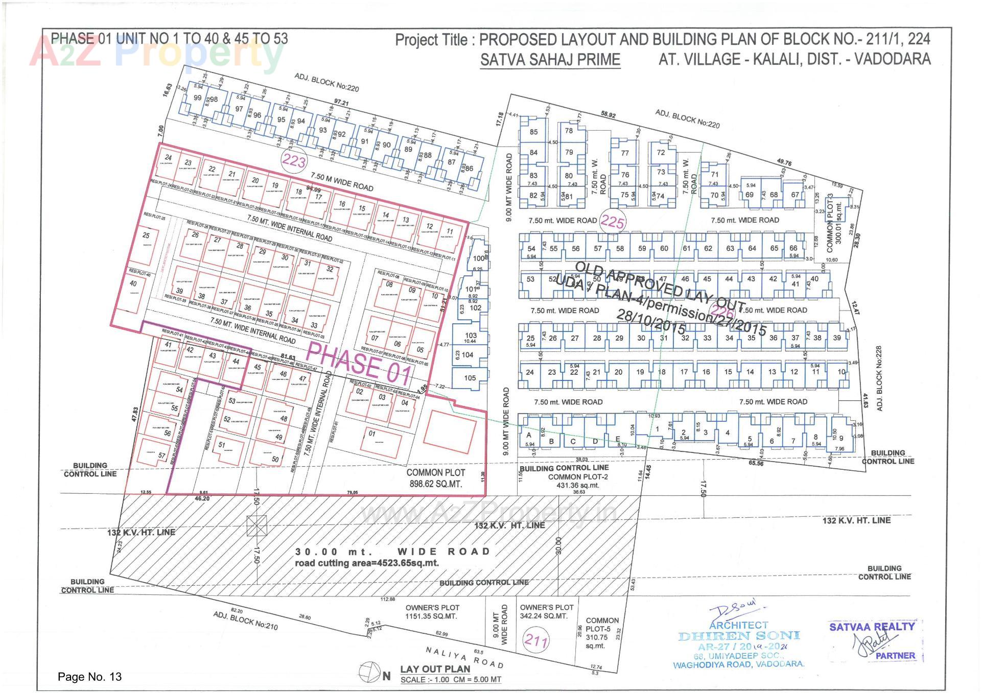Layout of real estate project Satva Sahaj Prime located at Kalali, Vadodara, Gujarat