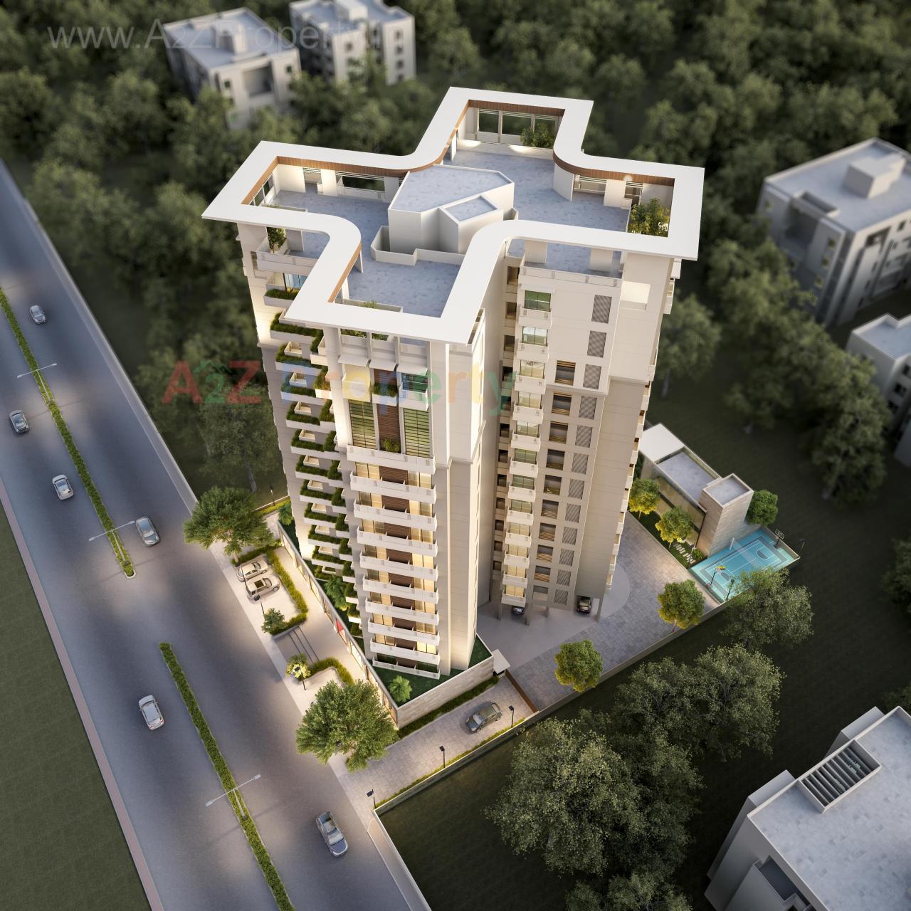 3D Elevation of real estate project Serene Signatures located at Bhayli, Vadodara, Gujarat