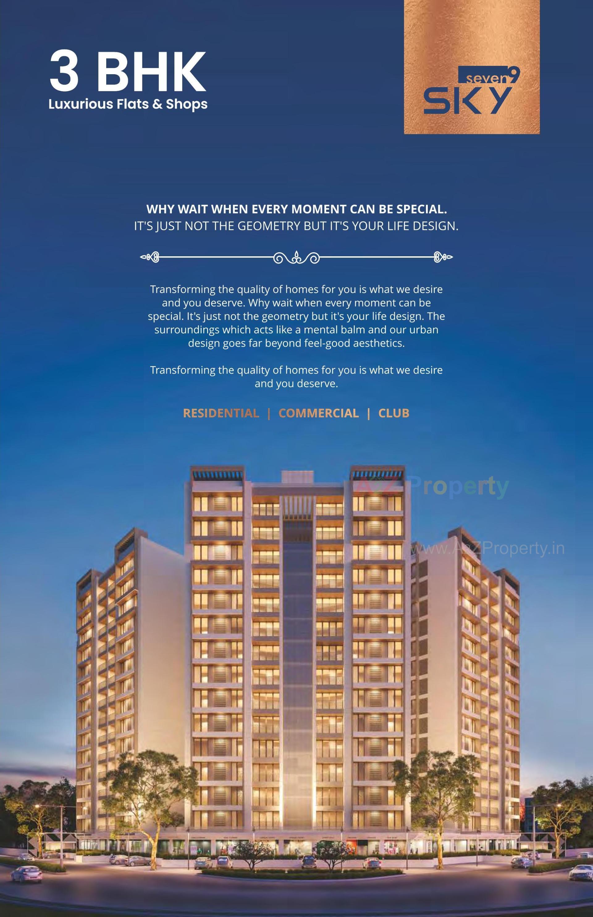 3D Elevation of real estate project Seven 9 Sky located at Chhani, Vadodara, Gujarat