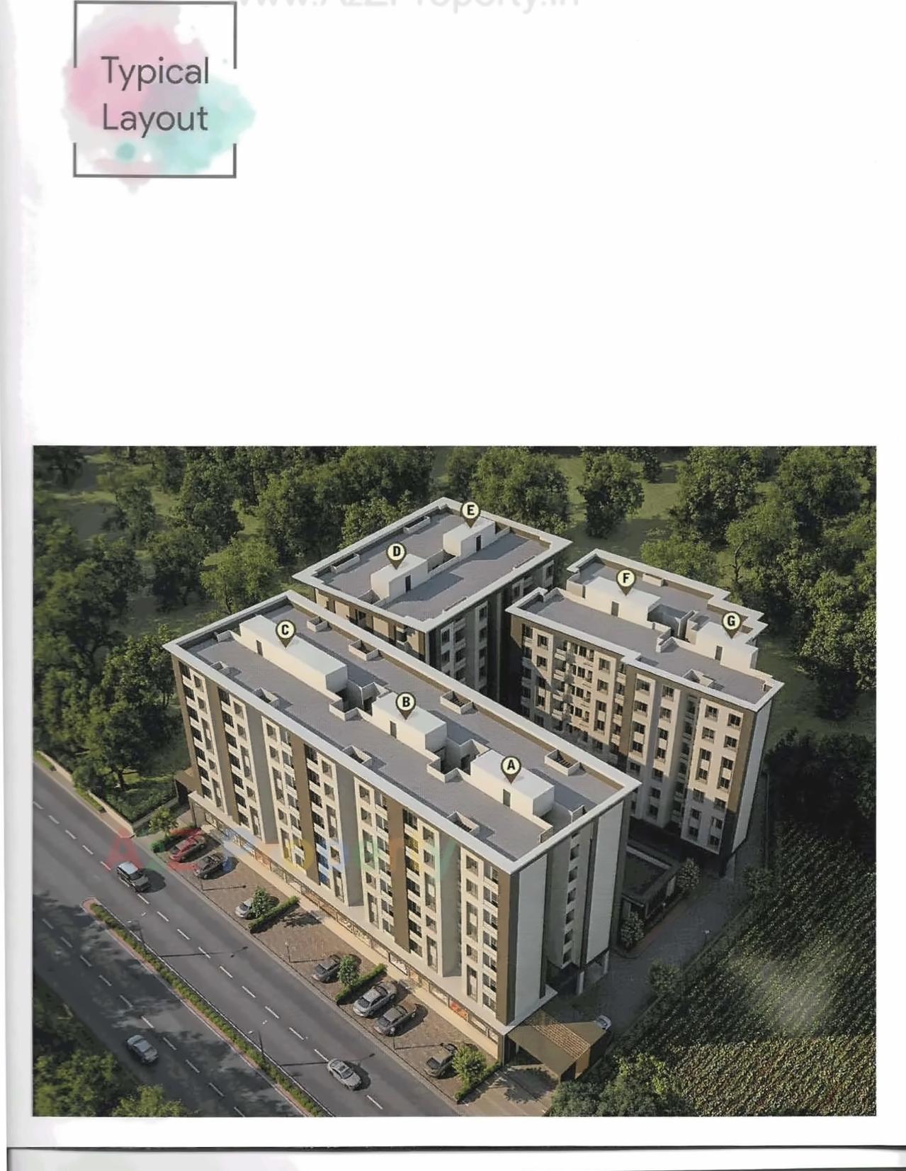 3D Elevation of real estate project Shantam Skyline located at Tarsali, Vadodara, Gujarat