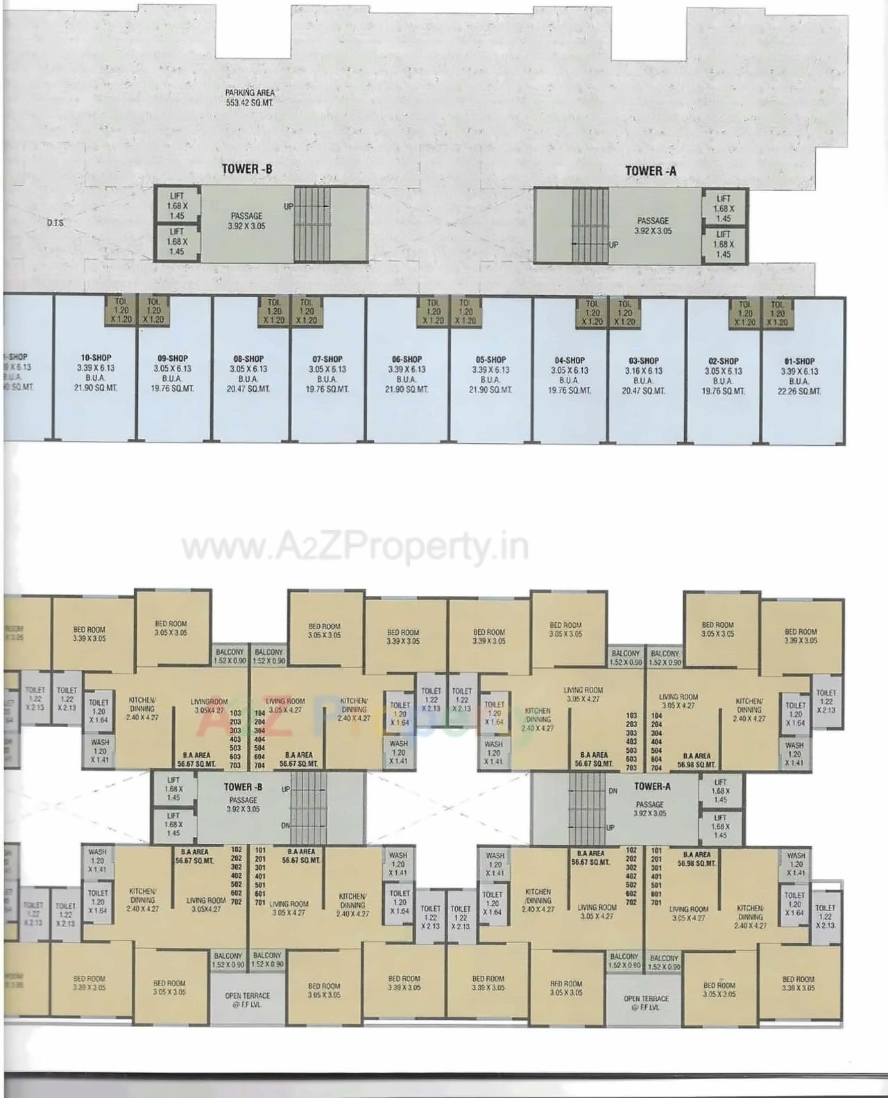 Layout of real estate project Shantam Skyline located at Tarsali, Vadodara, Gujarat