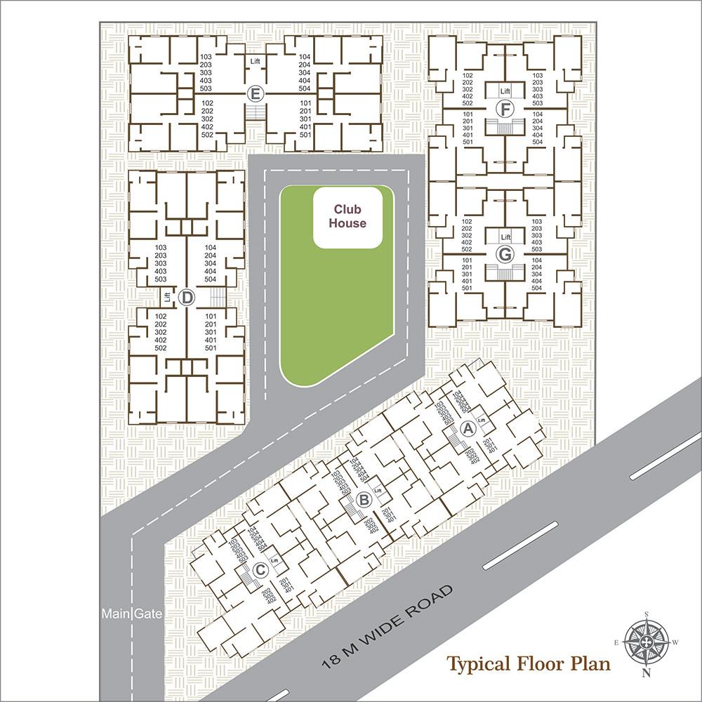Layout Plan of real estate project Sharnam Happy Homes located at Sayajipura, Vadodara, Gujarat