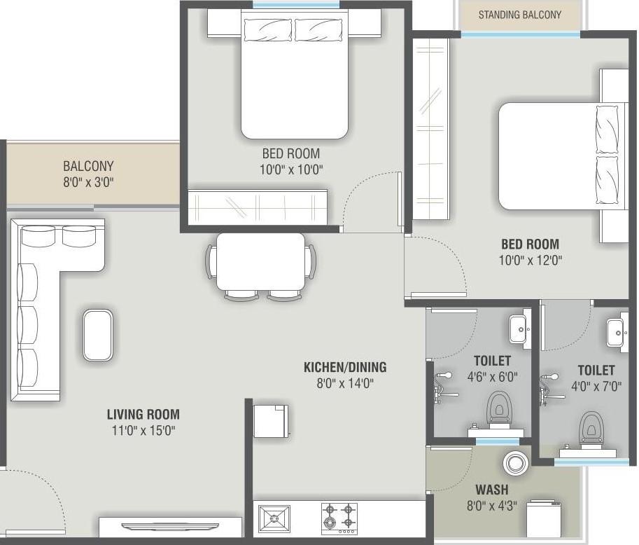 Tower A B C 2 Bhk Layout of real estate project Shiv Residency located at Ankhi, Vadodara, Gujarat
