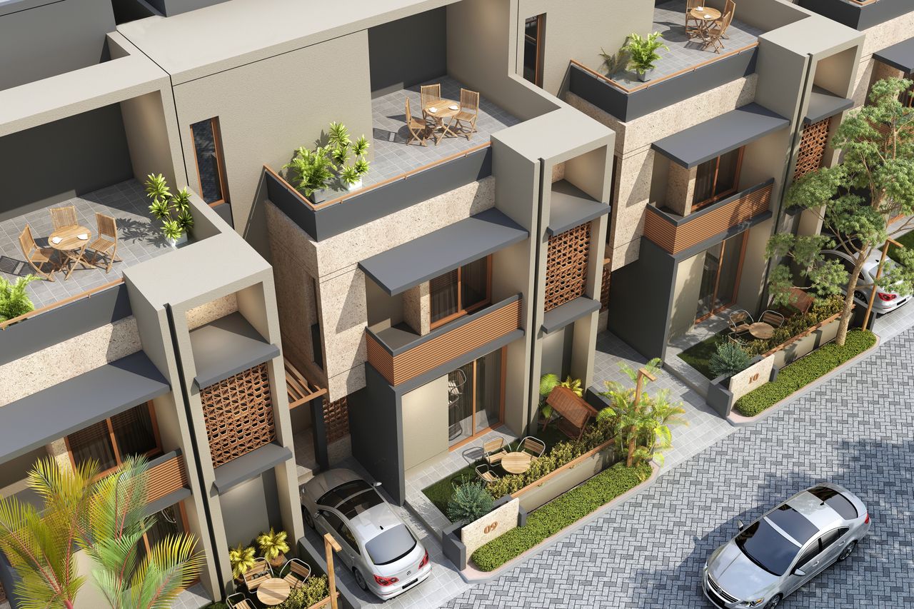 Triplex Top View of real estate project Shivalay Tirth located at Ankhol, Vadodara, Gujarat