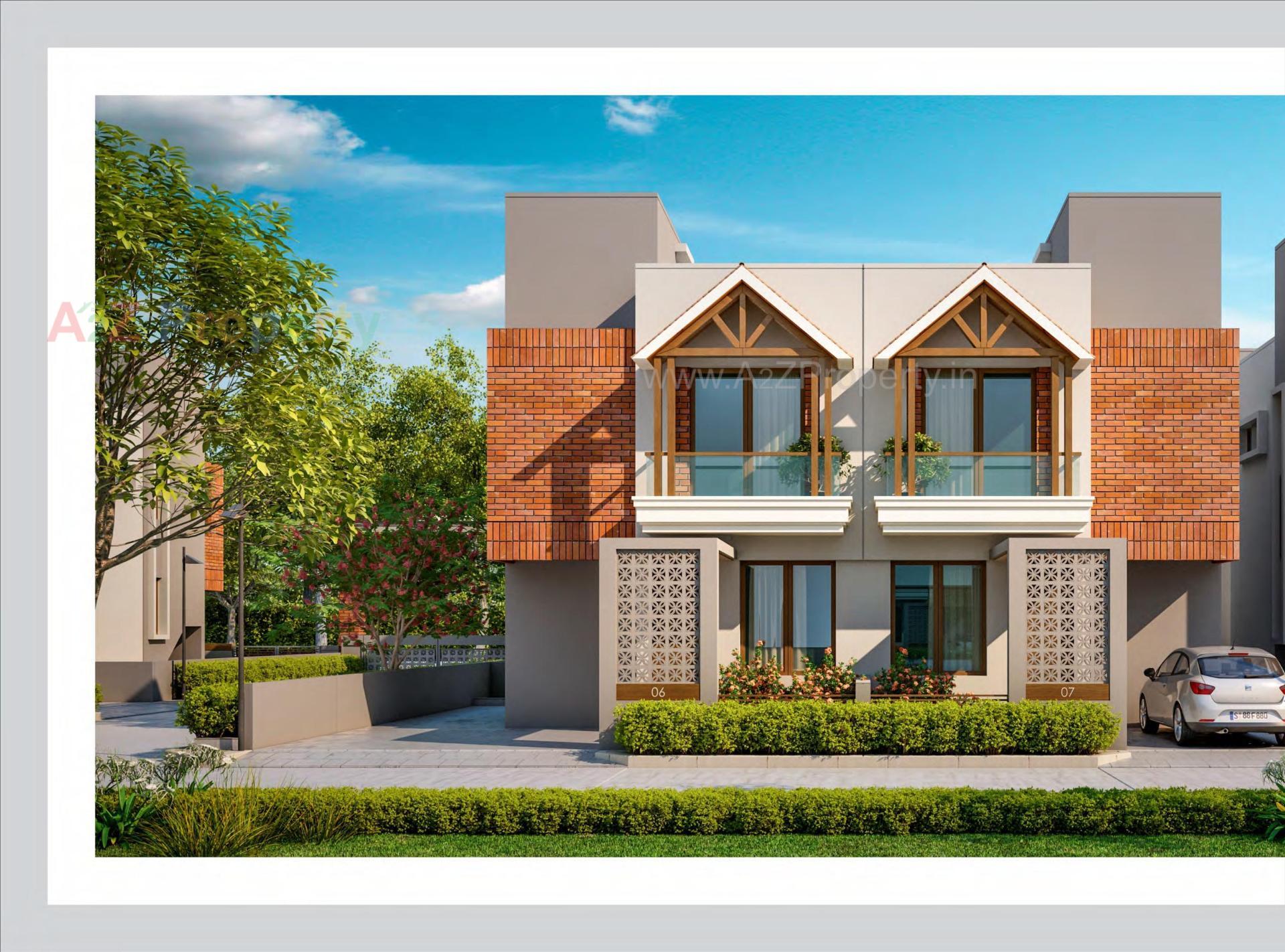 3D Elevation of real estate project Shivam Bungalows located at Kapurai, Vadodara, Gujarat