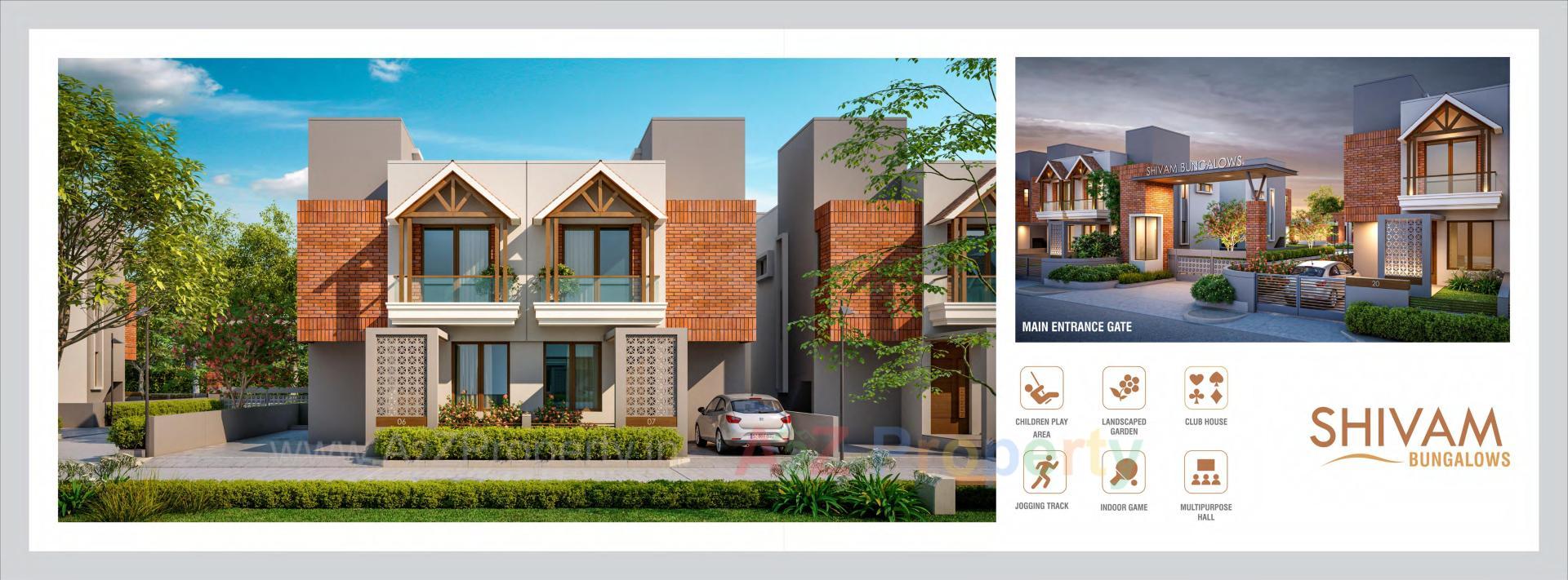 3D Elevation of real estate project Shivam Bungalows located at Kapurai, Vadodara, Gujarat