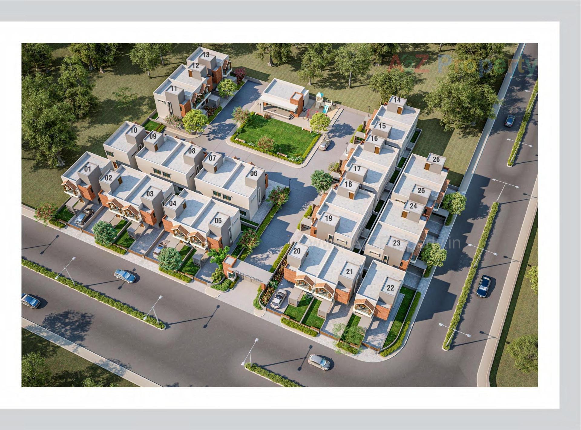 3D Elevation of real estate project Shivam Bungalows located at Kapurai, Vadodara, Gujarat