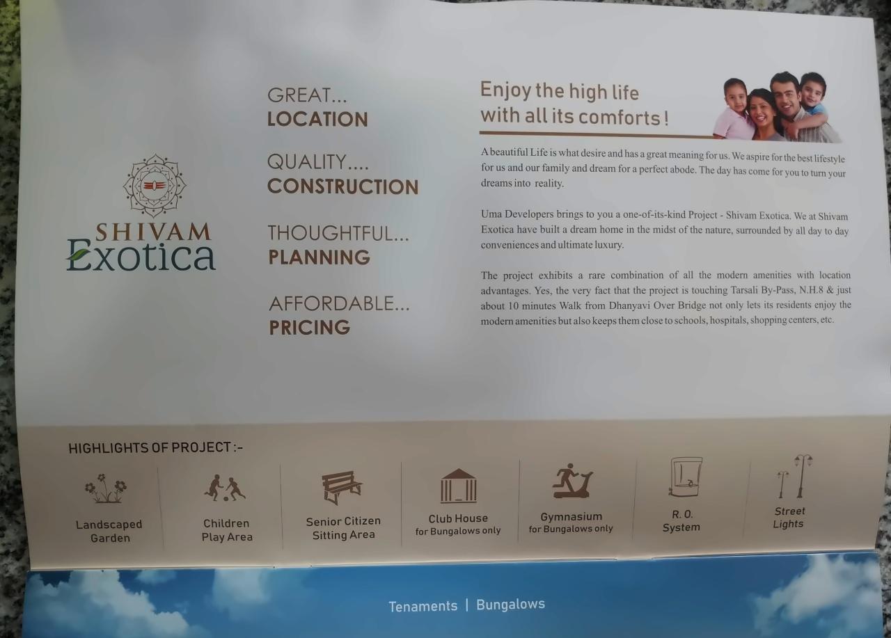  of real estate project Shivam Exotica located at Tarsali, Vadodara, Gujarat