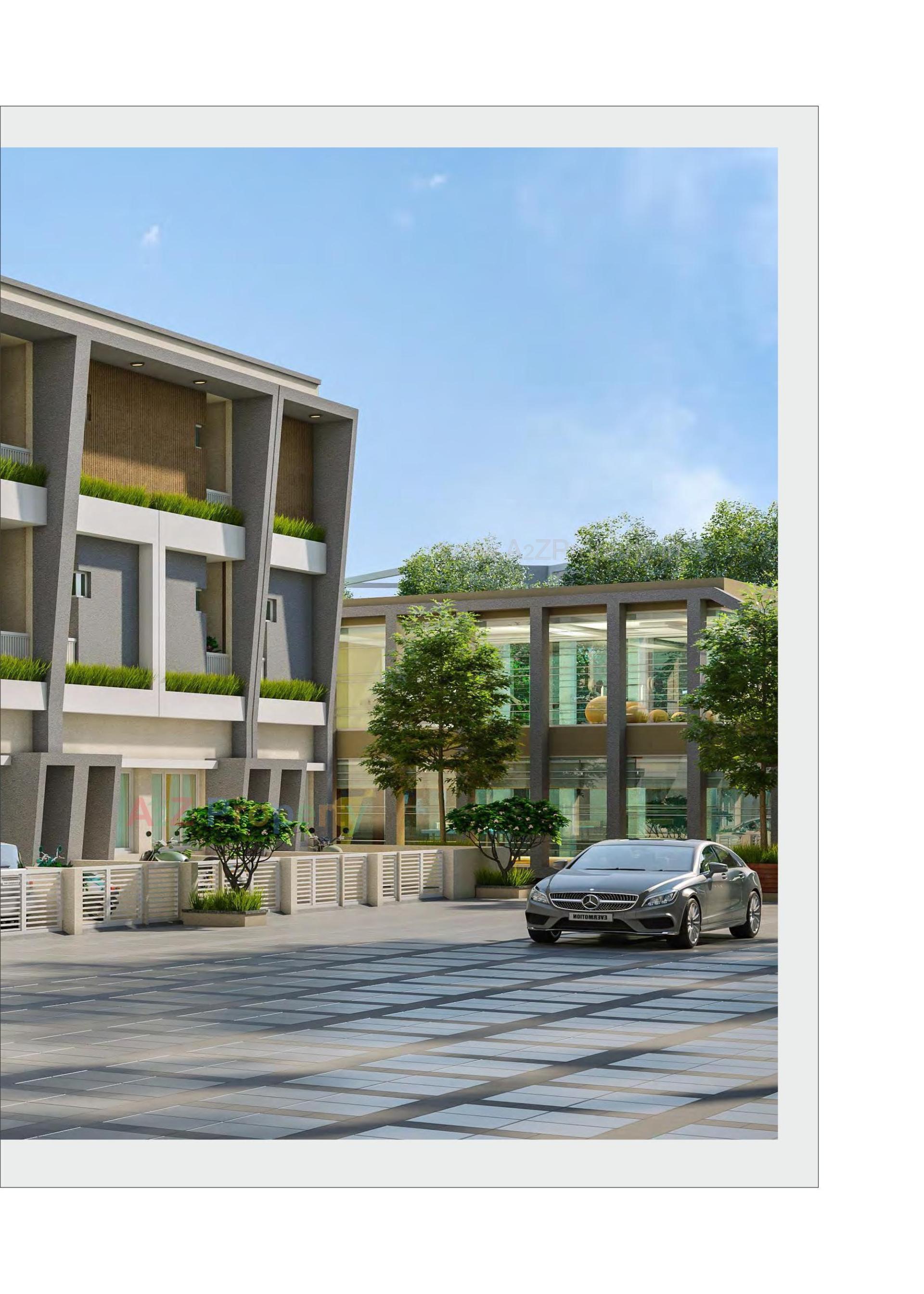 3D Elevation of real estate project Shivam Heights Triplex located at Tarsali, Vadodara, Gujarat