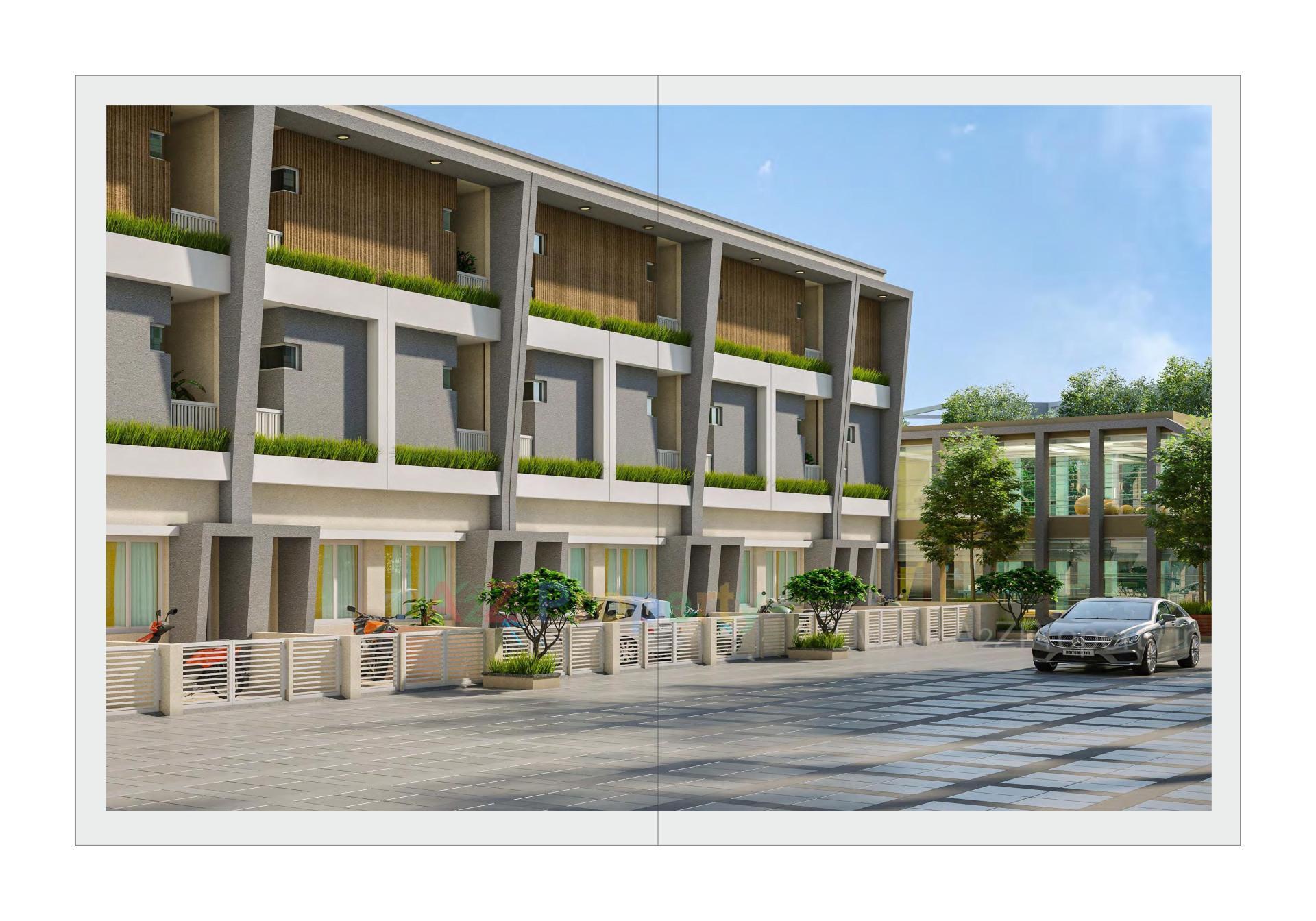 3D Elevation of real estate project Shivam Heights Triplex located at Tarsali, Vadodara, Gujarat