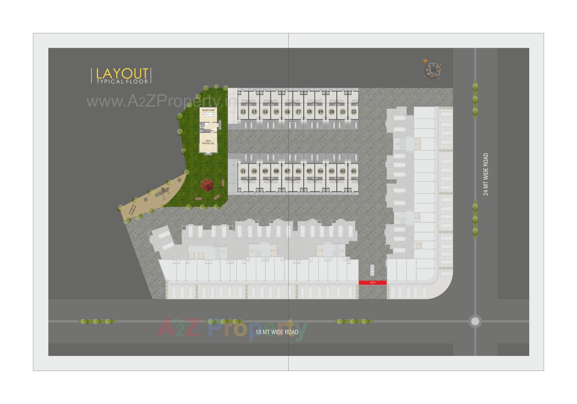 Layout of real estate project Shivam Heights Triplex located at Tarsali, Vadodara, Gujarat