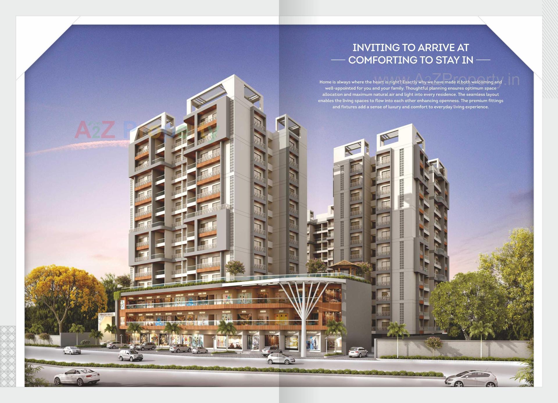 3D Elevation of real estate project Shree Aarna Sky Waves located at Gotri, Vadodara, Gujarat