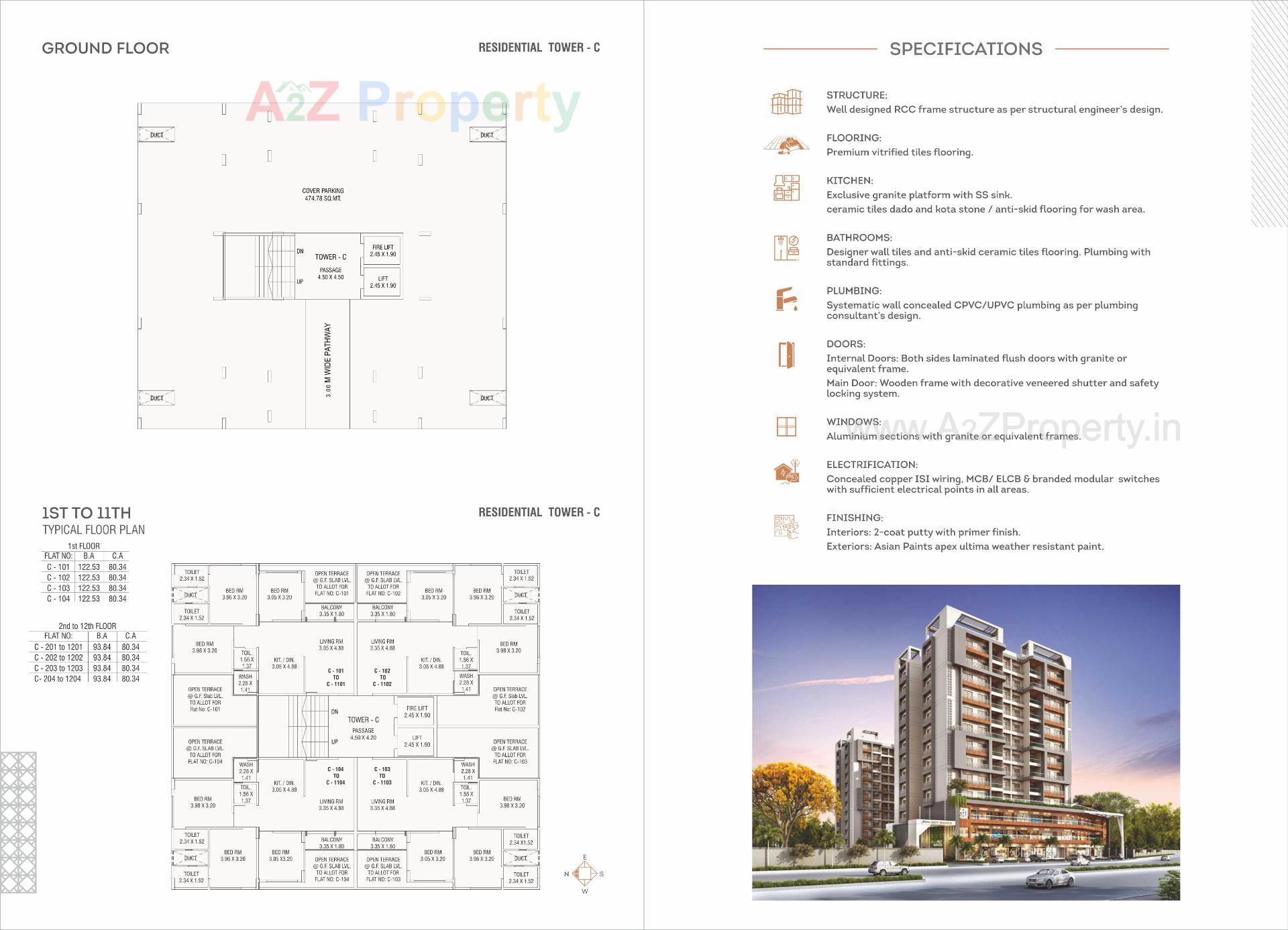  of real estate project Shree Aarna Sky Waves located at Gotri, Vadodara, Gujarat