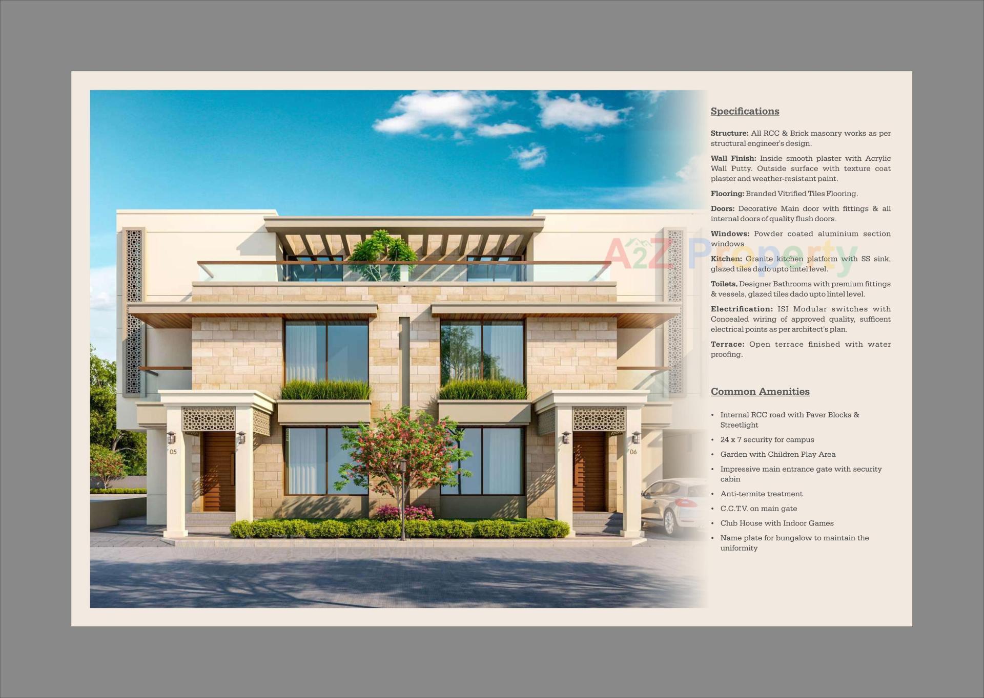 3D Elevation of real estate project Shree Kanha Bunglows located at Bhayali, Vadodara, Gujarat