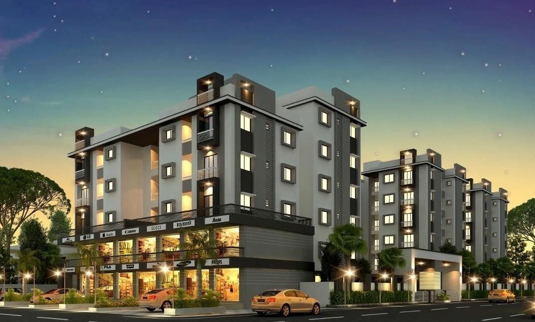 Night View of real estate project Shree Kunj Residency located at Jambuva, Vadodara, Gujarat