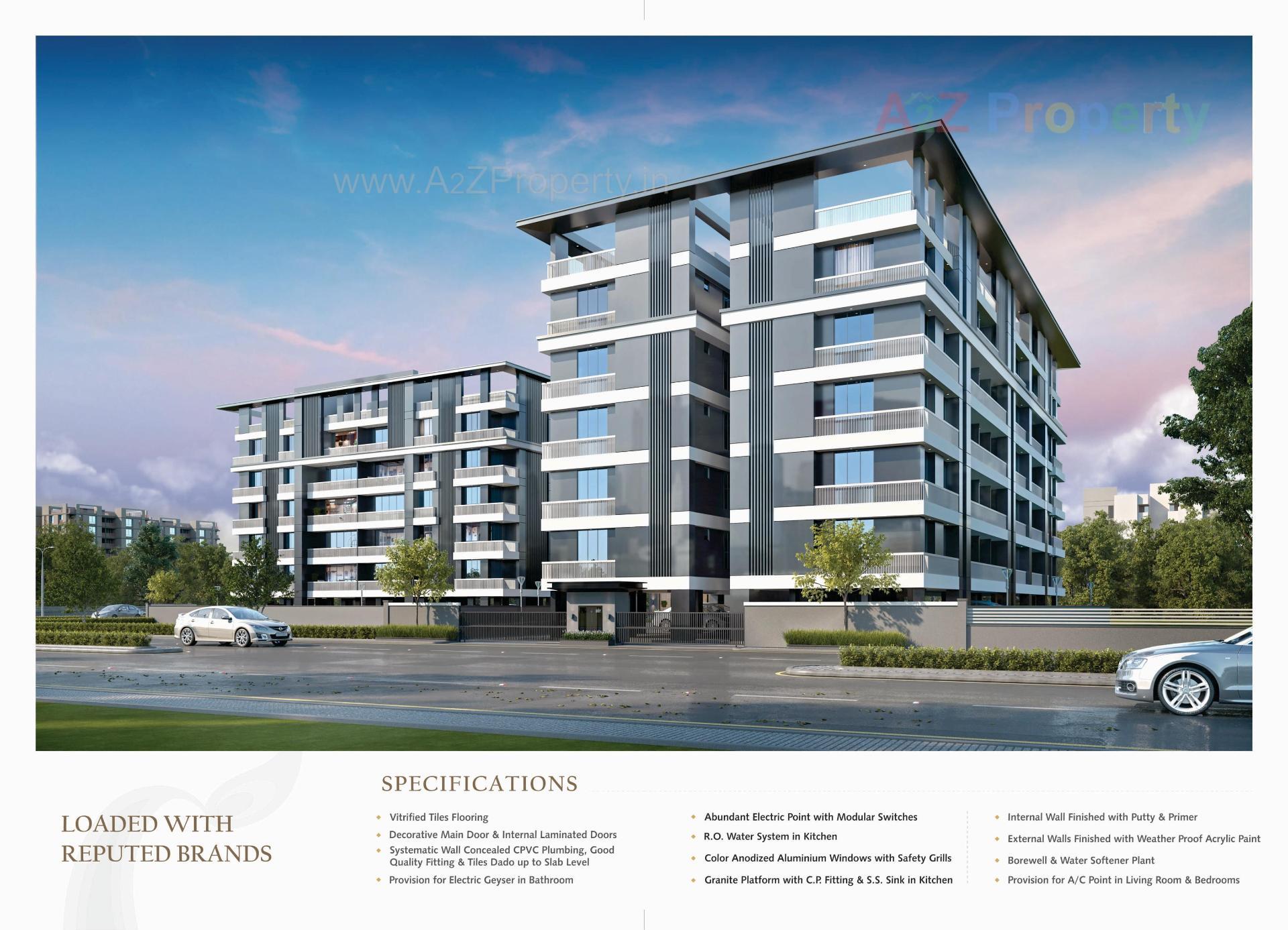 3D Elevation of real estate project Shree Radhe Shyam Edifice located at Saiyad-vasana, Vadodara, Gujarat