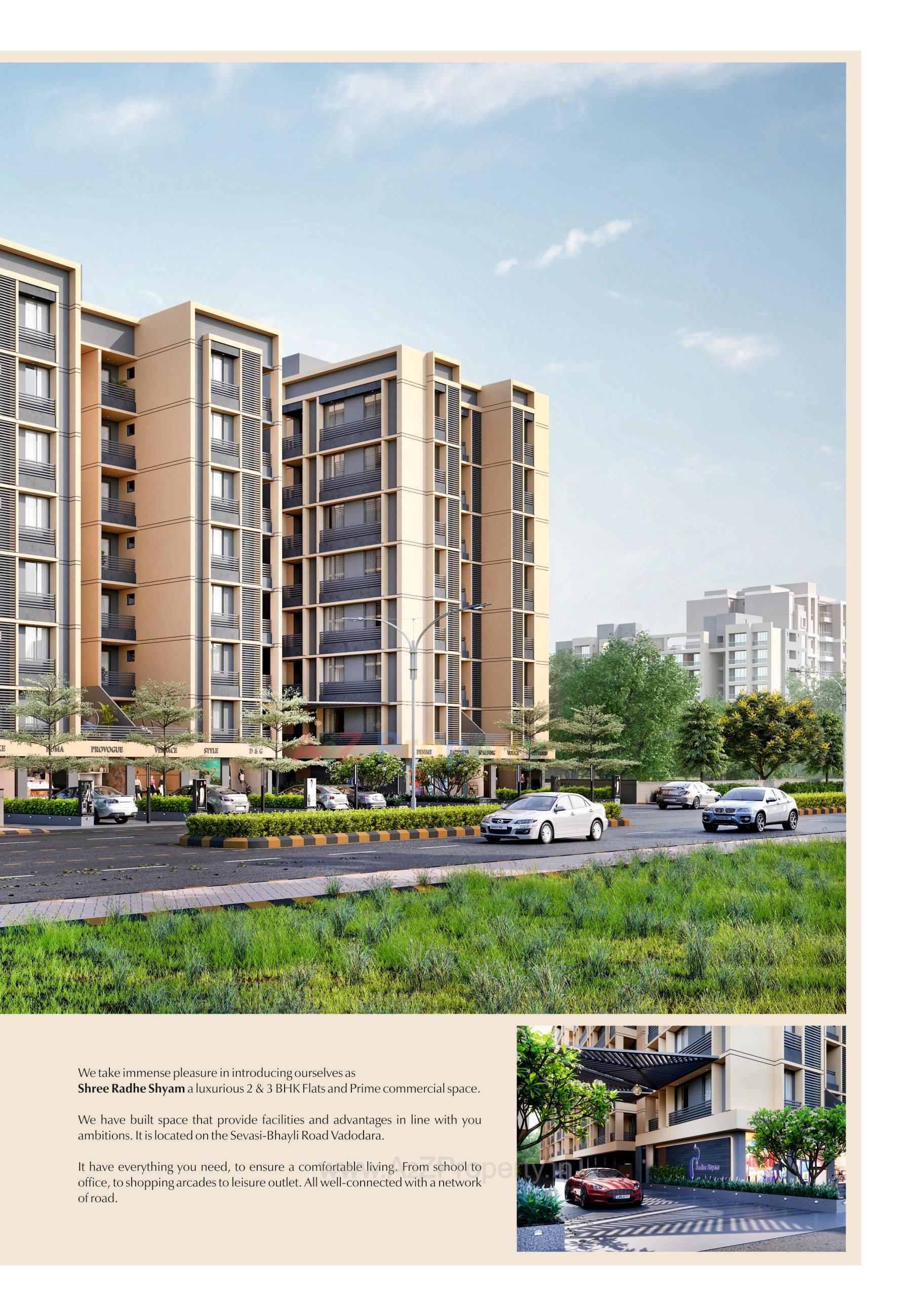 3D Elevation of real estate project Shree Radhe Shyam located at Sevasi, Vadodara, Gujarat