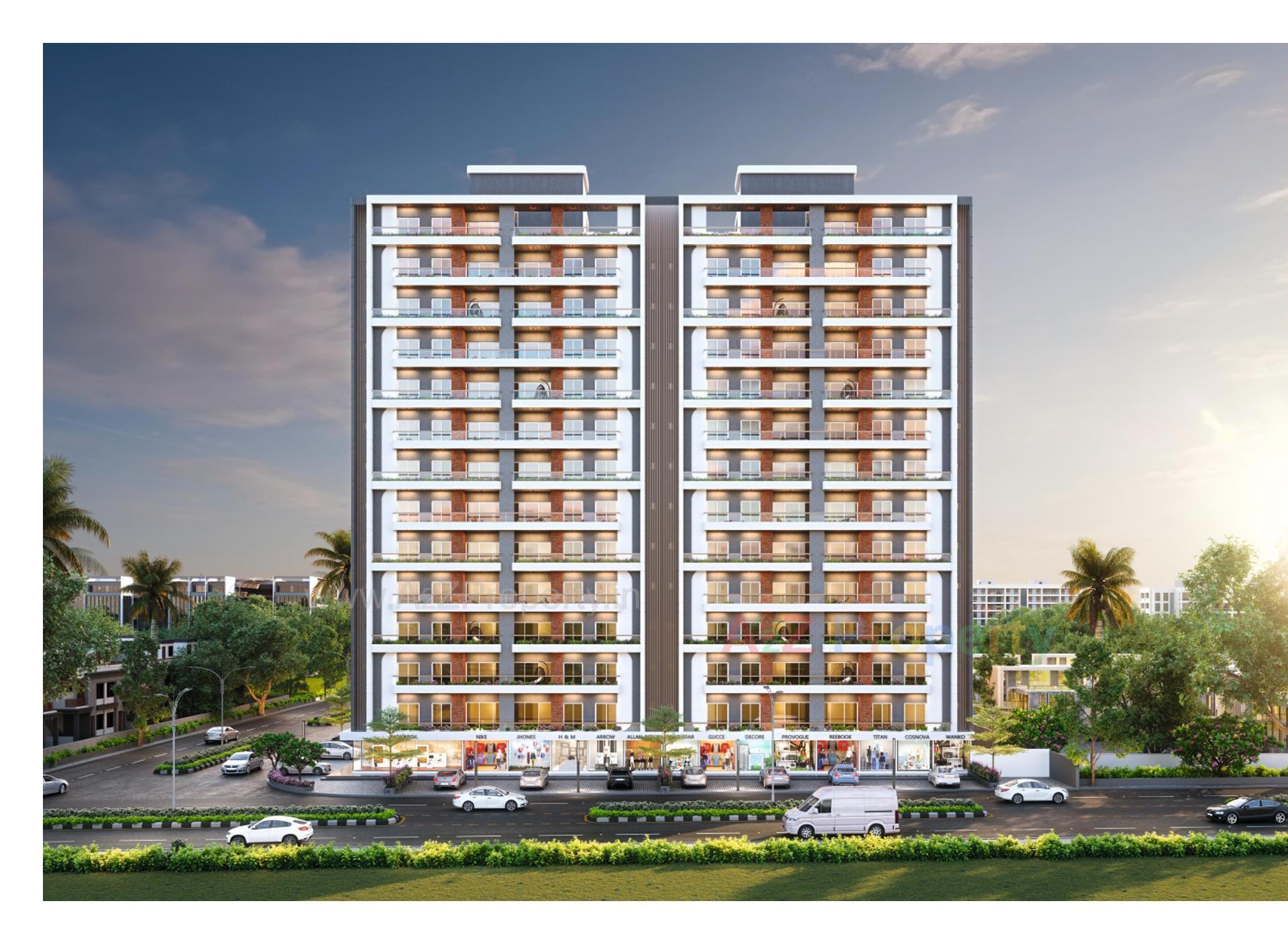 3D Elevation of real estate project Shree Siddheshwar Highness located at Bapod, Vadodara, Gujarat