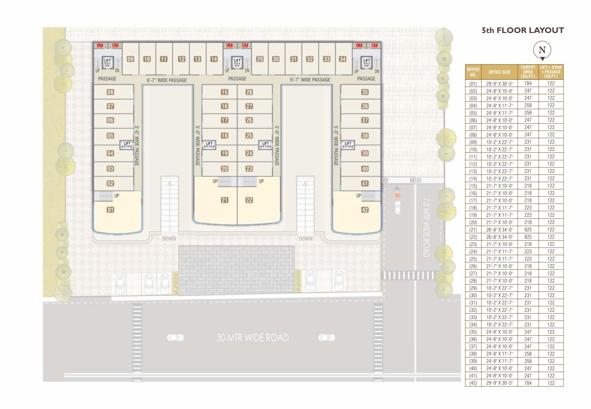 5 Floor Layout of real estate project Shree Siddheshwar Paradise located at Harni, Vadodara, Gujarat