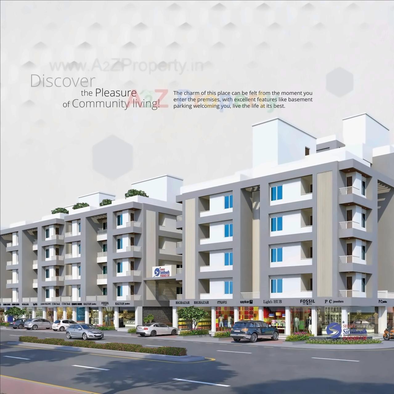 3D Elevation of real estate project Shree Siddhnath Paradise located at Bapod, Vadodara, Gujarat