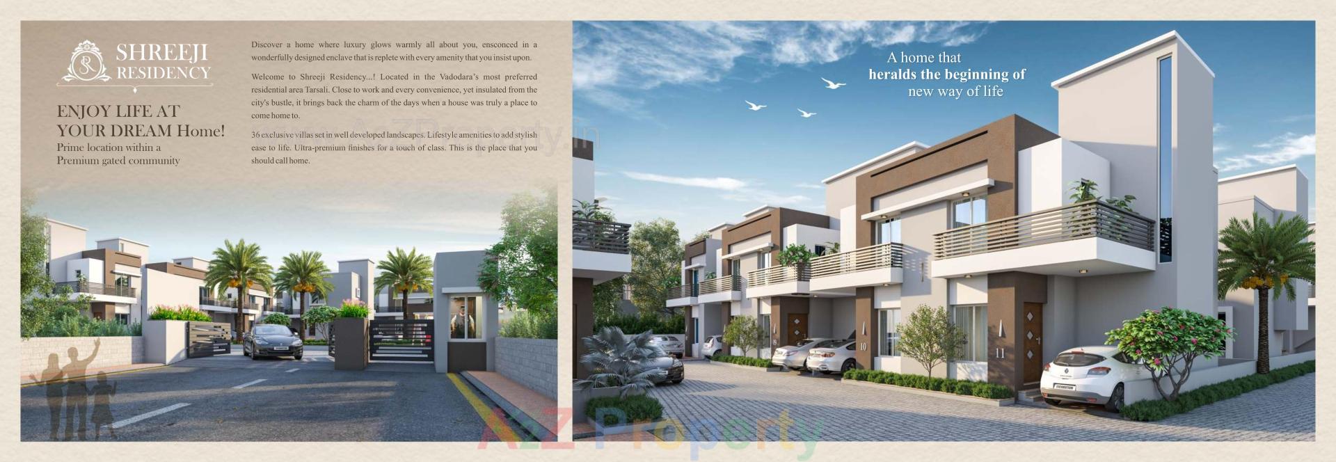 3D Elevation of real estate project Shreeji Residency located at Tarsali, Vadodara, Gujarat