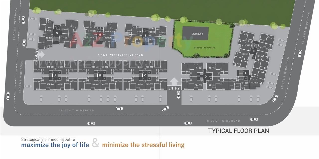 Layout of real estate project Shreeji Vandan located at Bapod, Vadodara, Gujarat