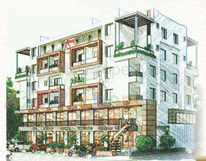3D Elevation of real estate project Shreemad located at Subhanpura, Vadodara, Gujarat