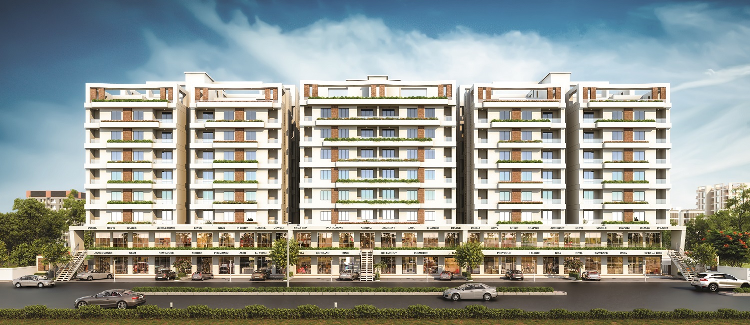 3D Elevation of real estate project Shukan Aroma located at Savad, Vadodara, Gujarat