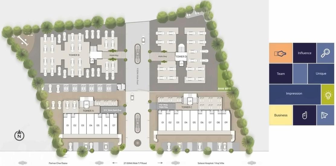 Layout of real estate project Shyam Aroma   Shyam Gopika located at Bapod, Vadodara, Gujarat
