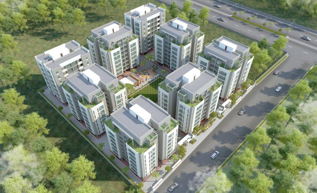 Bird View 3d of real estate project Silver Sky located at Harni, Vadodara, Gujarat