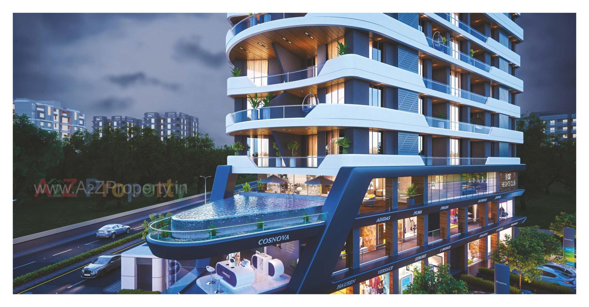 3D Elevation of real estate project Sky Heights located at Tarsali, Vadodara, Gujarat