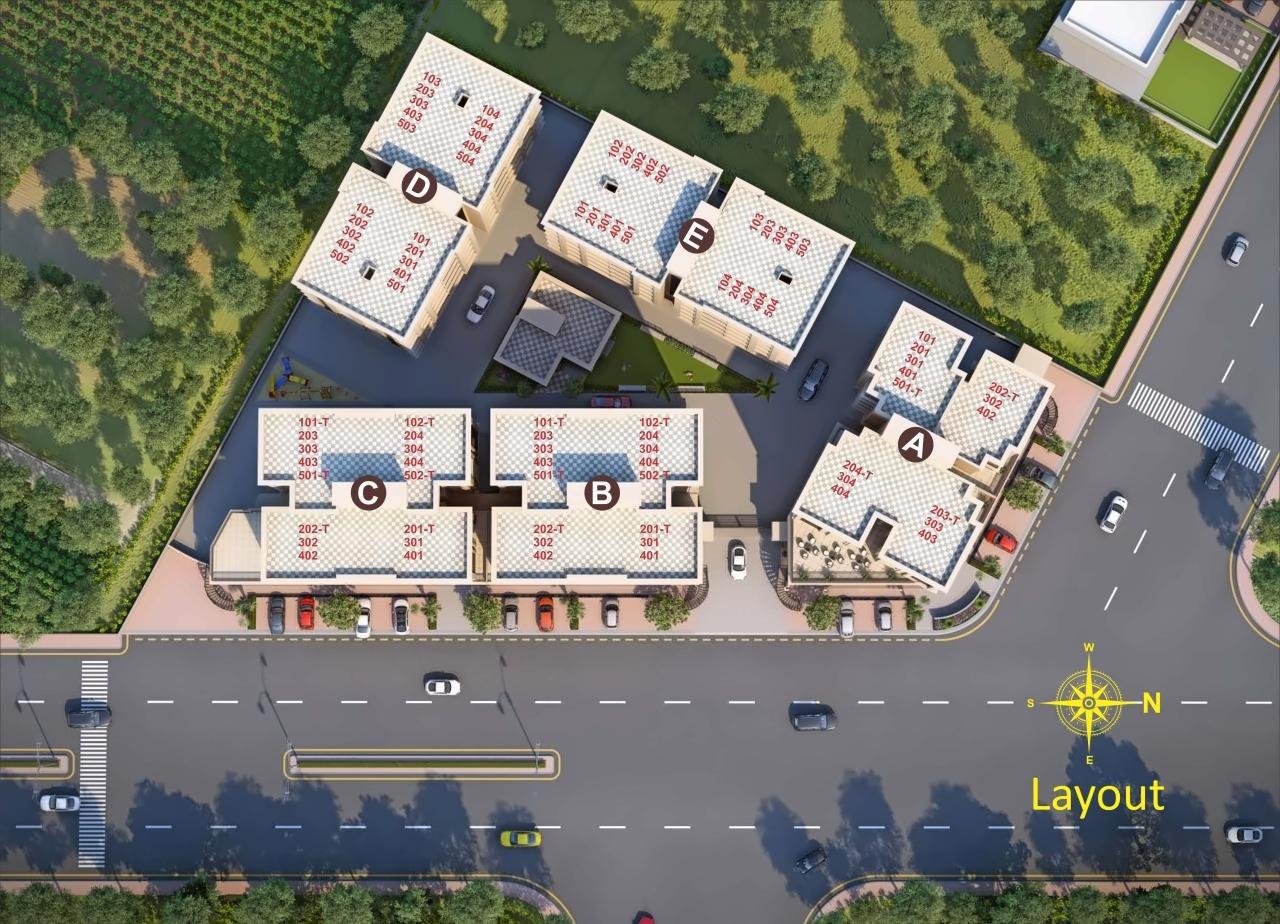 Layout of real estate project Solaris located at Bhayli, Vadodara, Gujarat