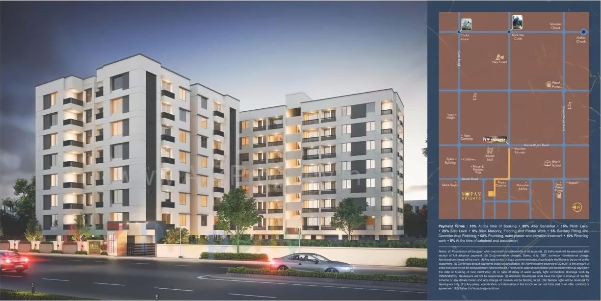3D Elevation of real estate project Sopan Heights located at Sevasi, Vadodara, Gujarat