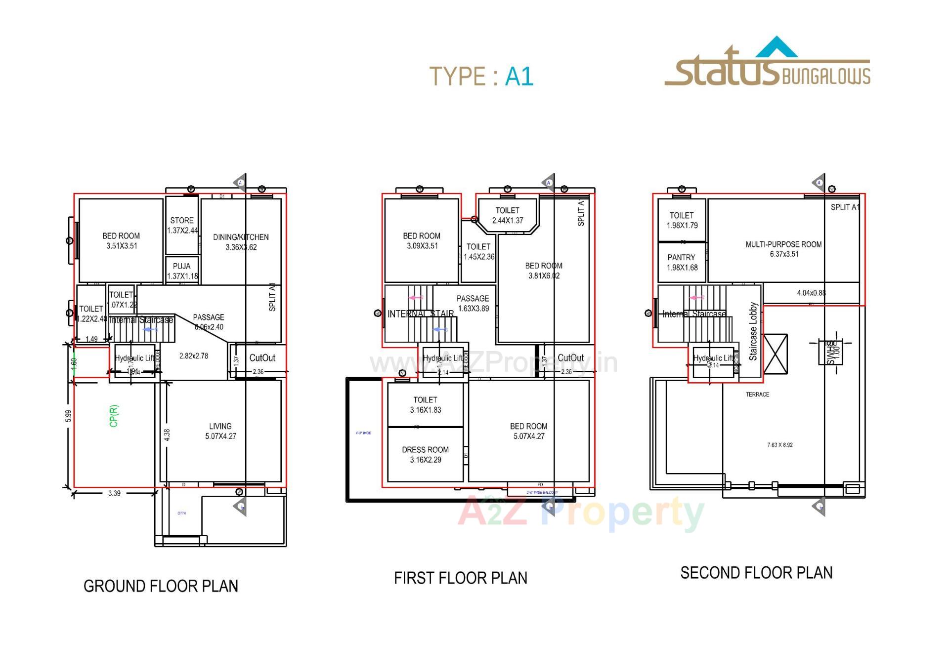 Layout of real estate project Status Bungalows located at Bill, Vadodara, Gujarat