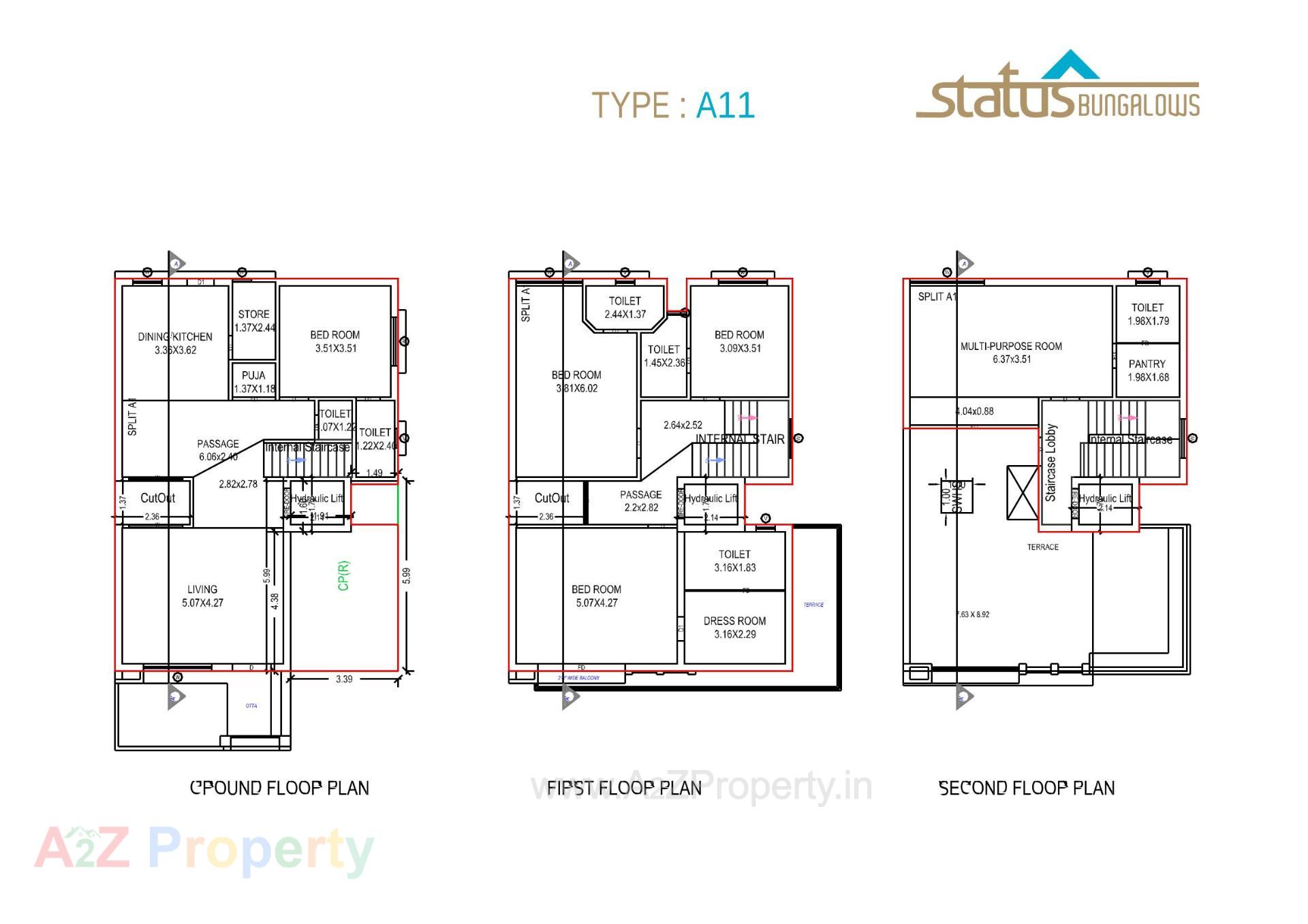 Layout of real estate project Status Bungalows located at Bill, Vadodara, Gujarat