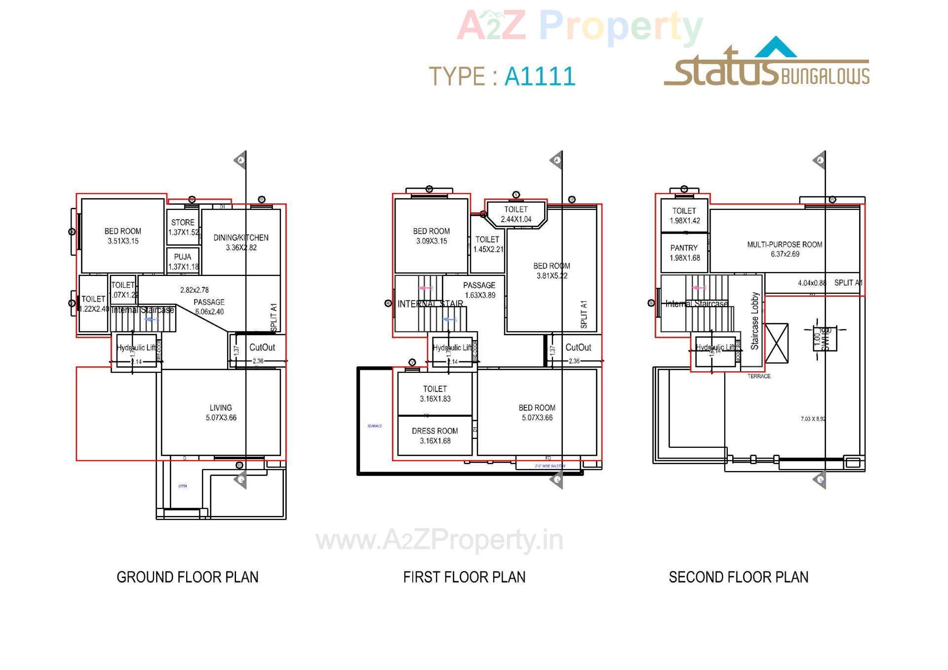 Layout of real estate project Status Bungalows located at Bill, Vadodara, Gujarat