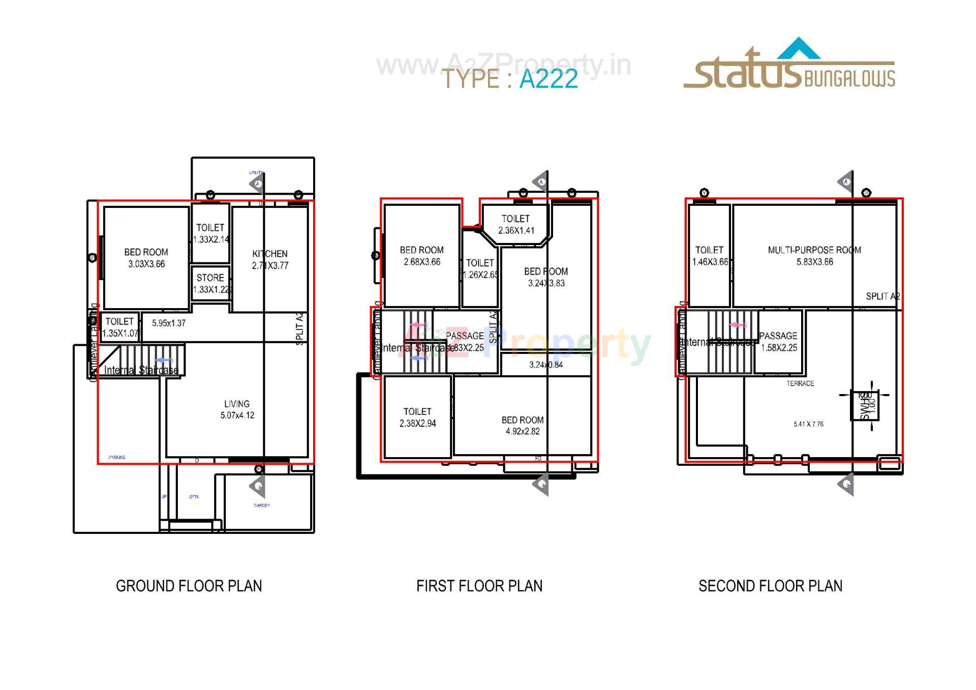 Layout of real estate project Status Bungalows located at Bill, Vadodara, Gujarat