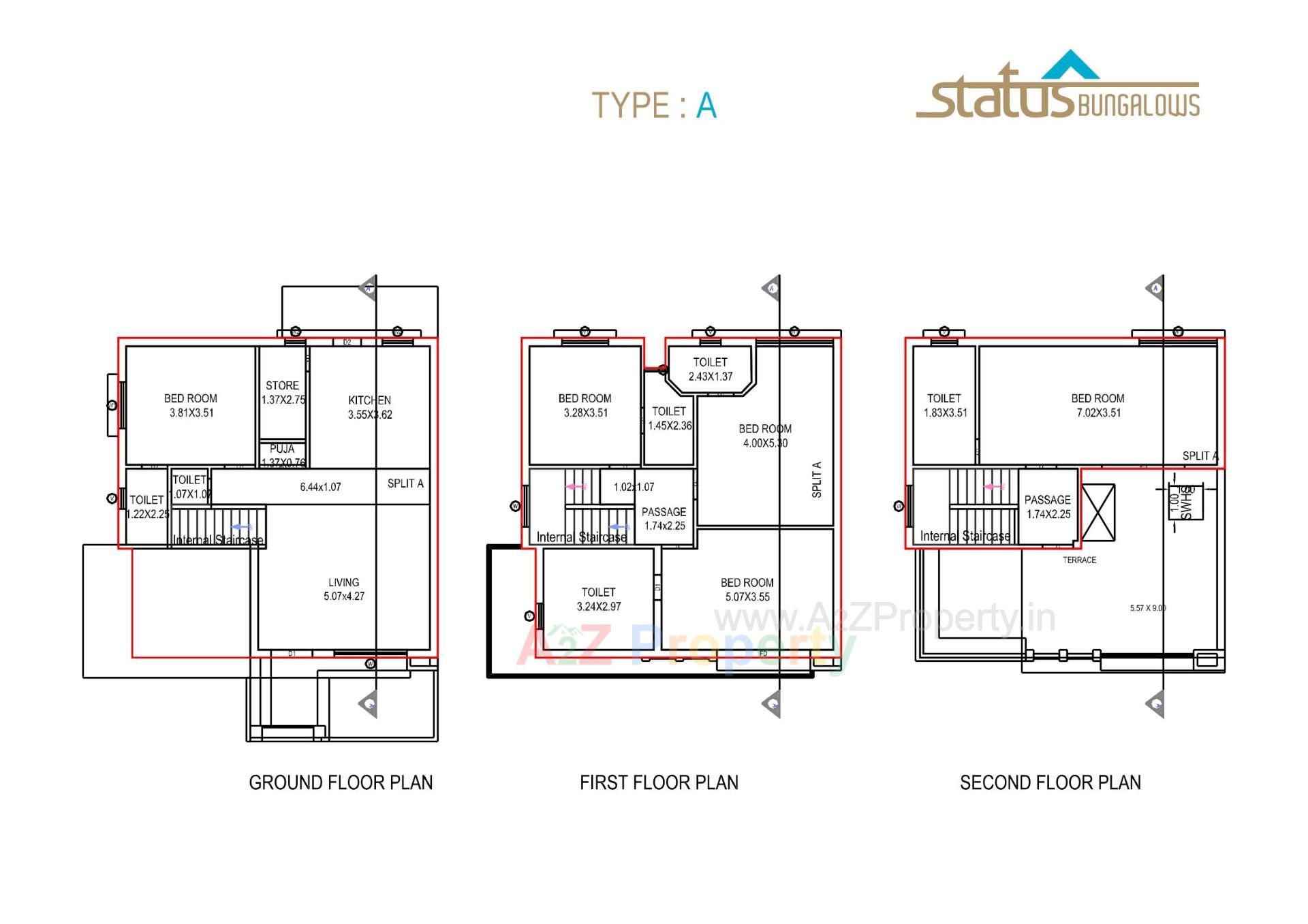 Layout of real estate project Status Bungalows located at Bill, Vadodara, Gujarat