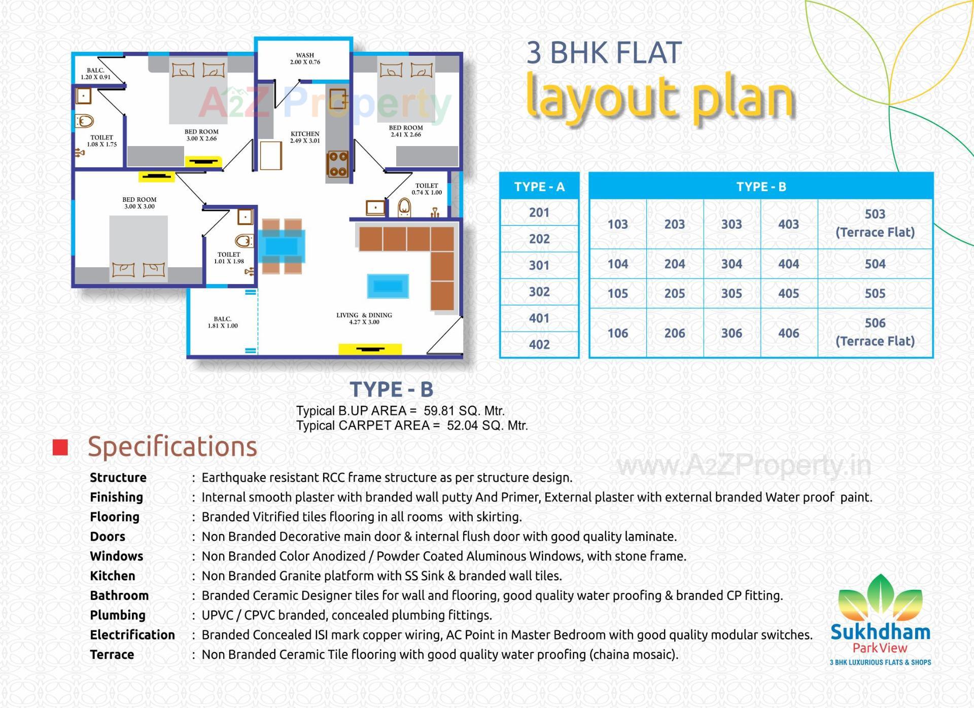 Layout of real estate project Sukhdham Parkview located at Vadodara, Vadodara, Gujarat