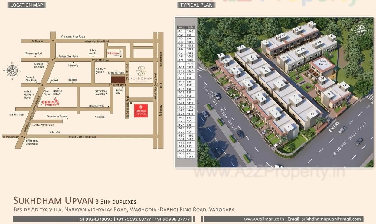 Layout of real estate project Sukhdham Upvan located at Kapurai, Vadodara, Gujarat