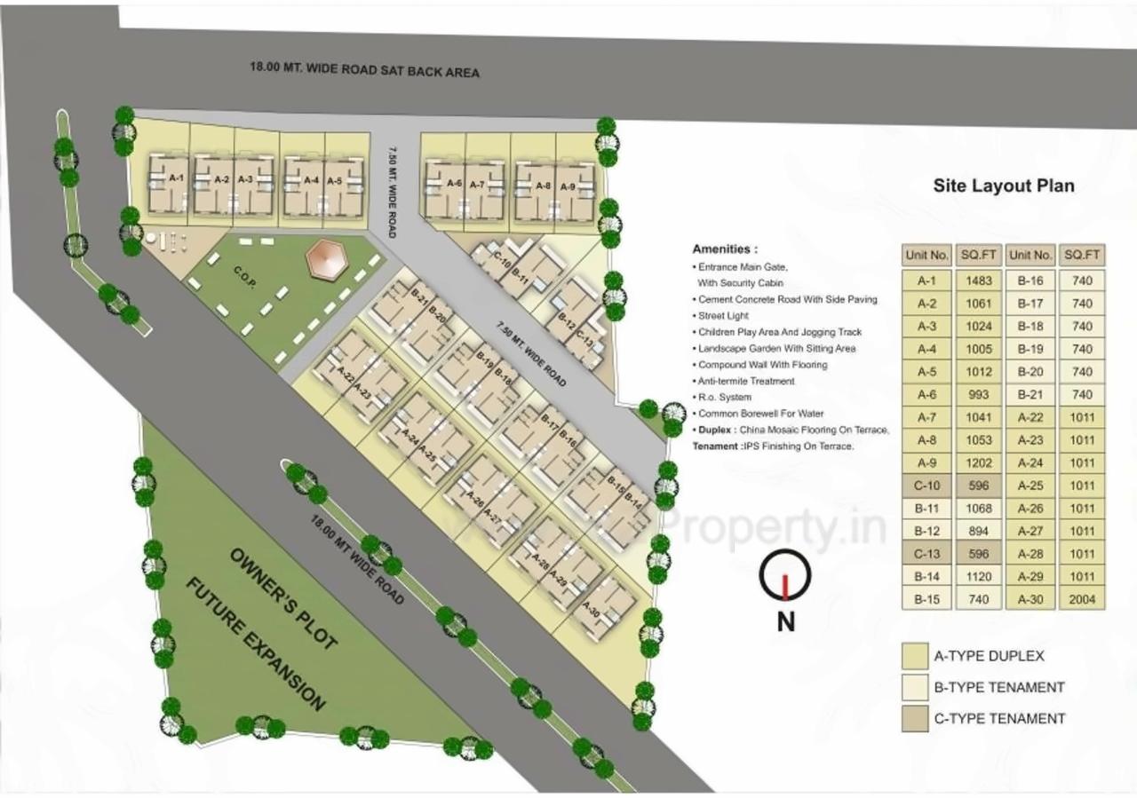 Layout of real estate project Sunrise Residency located at Tarsali, Vadodara, Gujarat