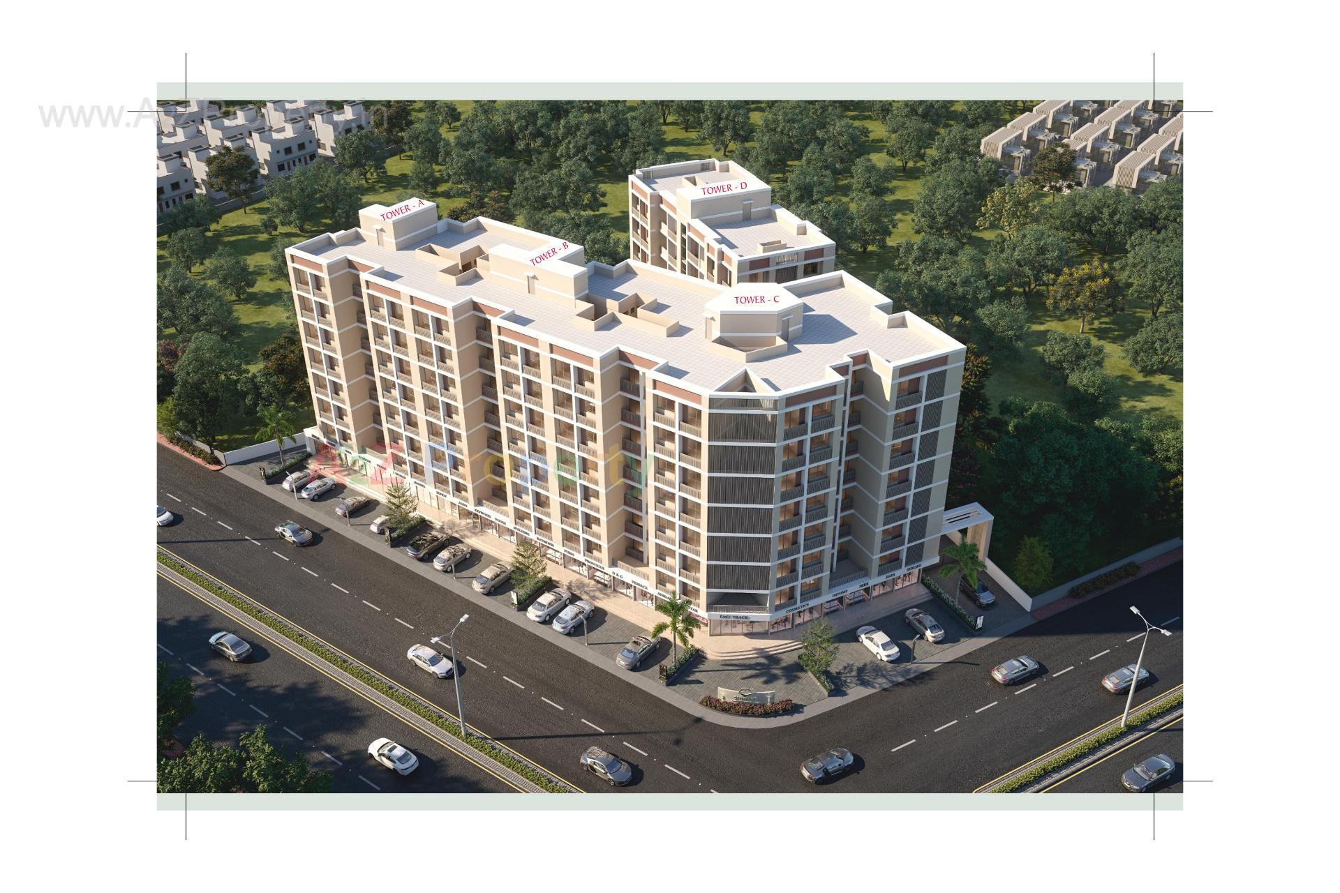 3D Elevation of real estate project Sunrise Residency located at Tandalja, Vadodara, Gujarat