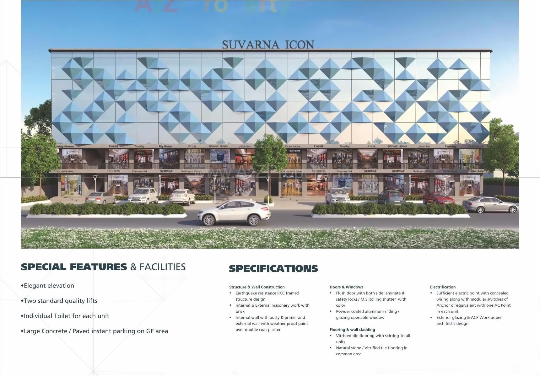 3D Elevation of real estate project Suvarna Icon located at Vadodara, Vadodara, Gujarat