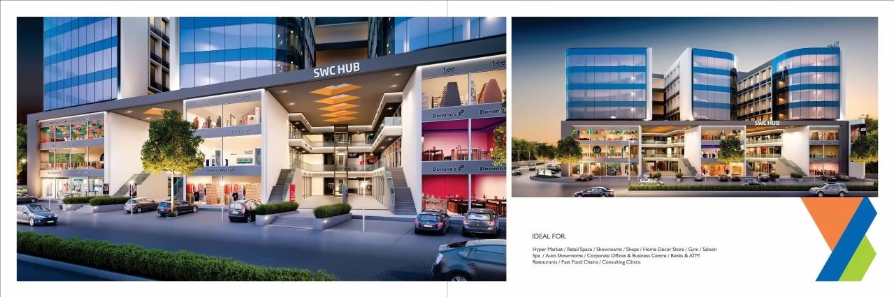 3D Elevation of real estate project Swc Hub located at Bhayli, Vadodara, Gujarat