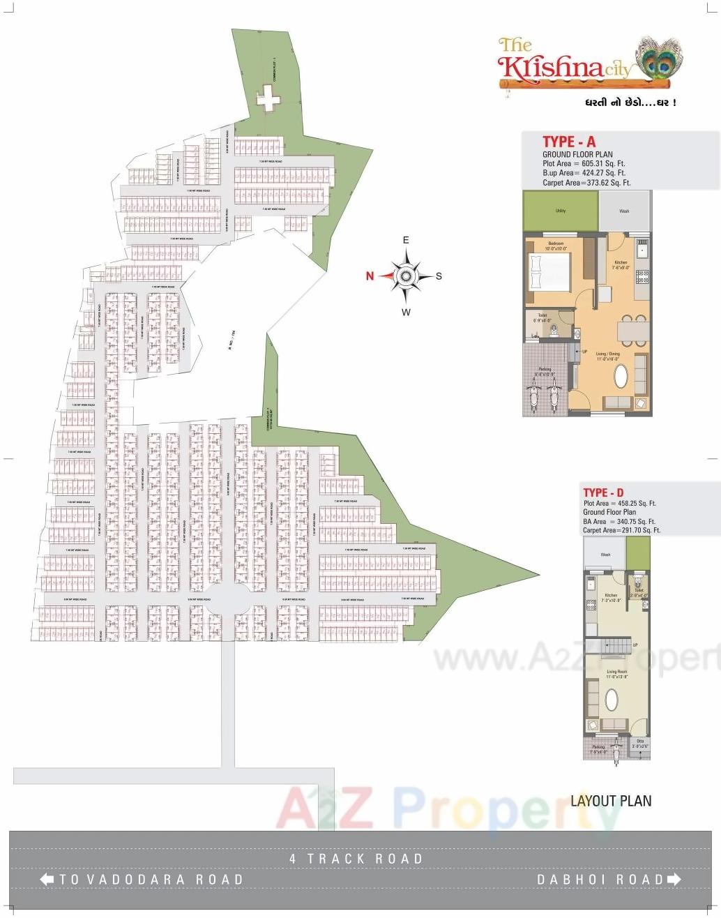 Layout of real estate project The Krishna City located at Kelanpur, Vadodara, Gujarat