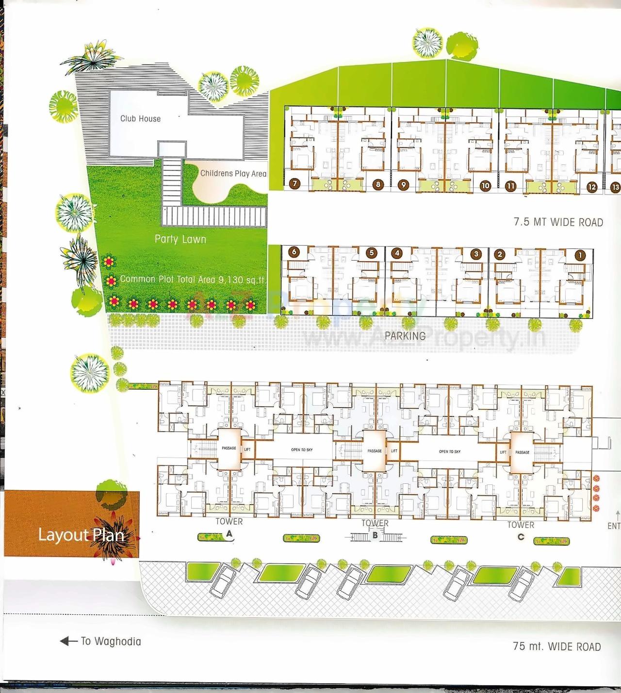 Layout of real estate project The Oakland located at Amodar, Vadodara, Gujarat
