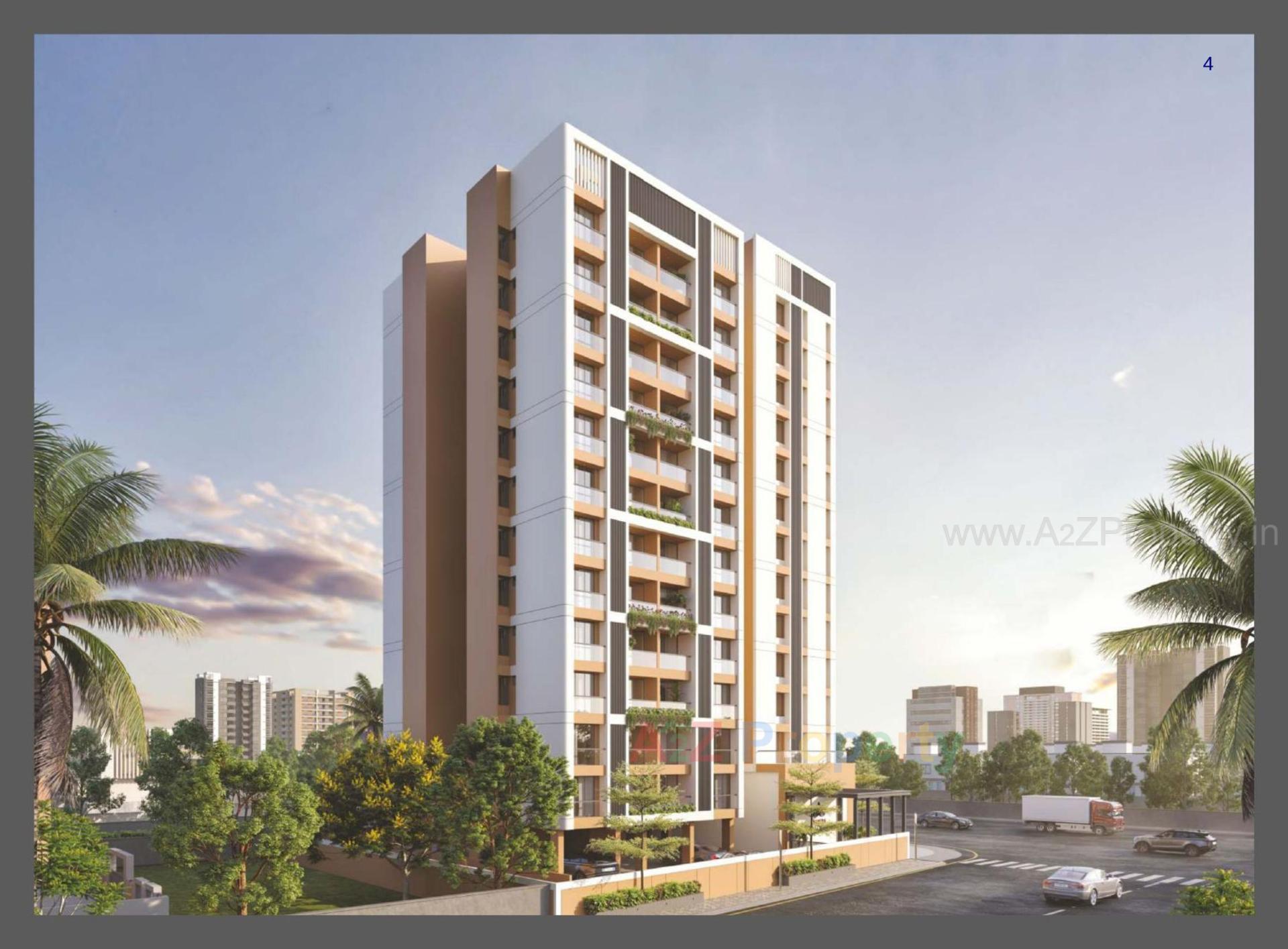 3D Elevation of real estate project Trinetra Skydeck located at Vadodara, Vadodara, Gujarat